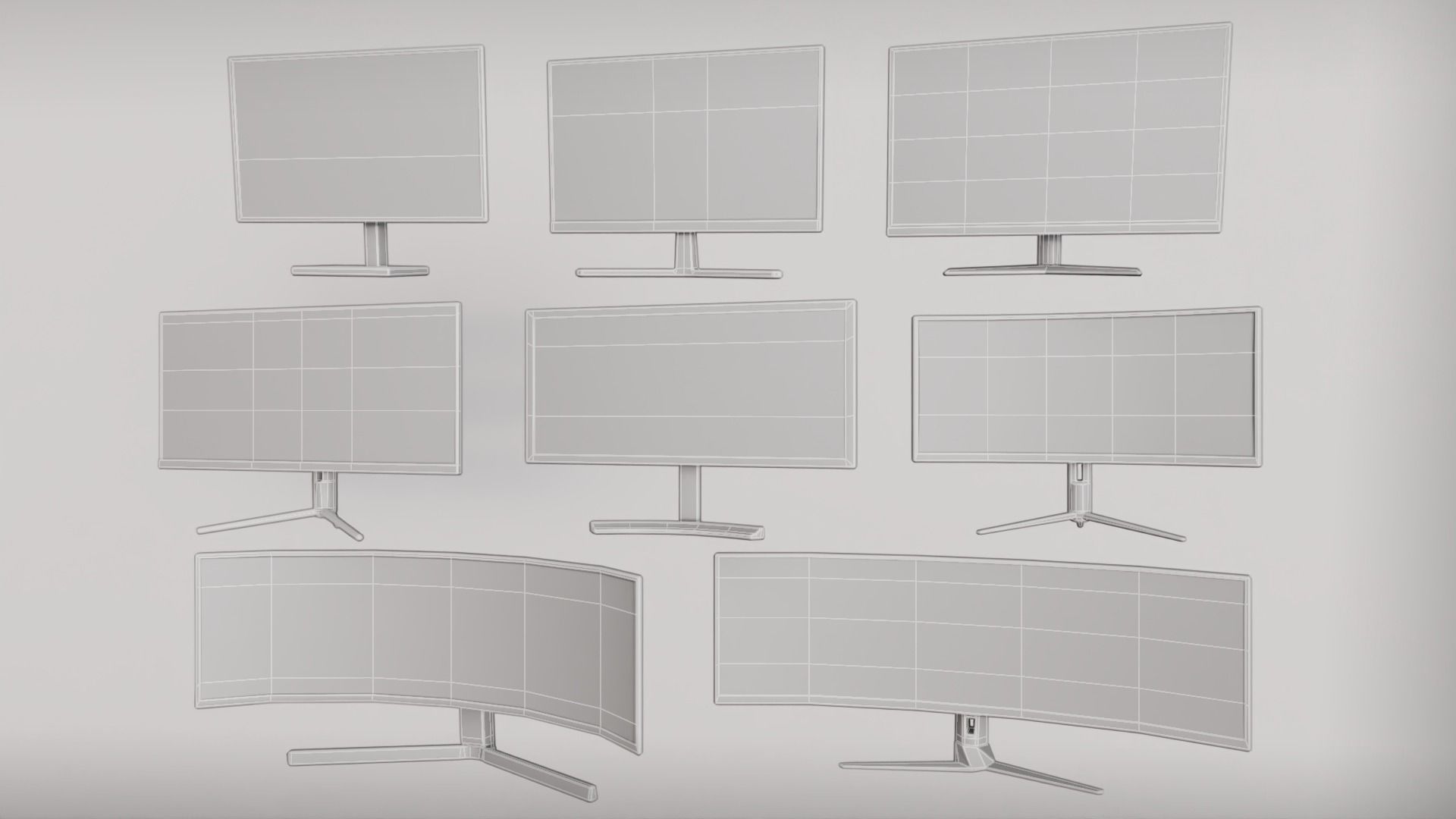Low Poly PC Monitors Low-poly 3D model_2