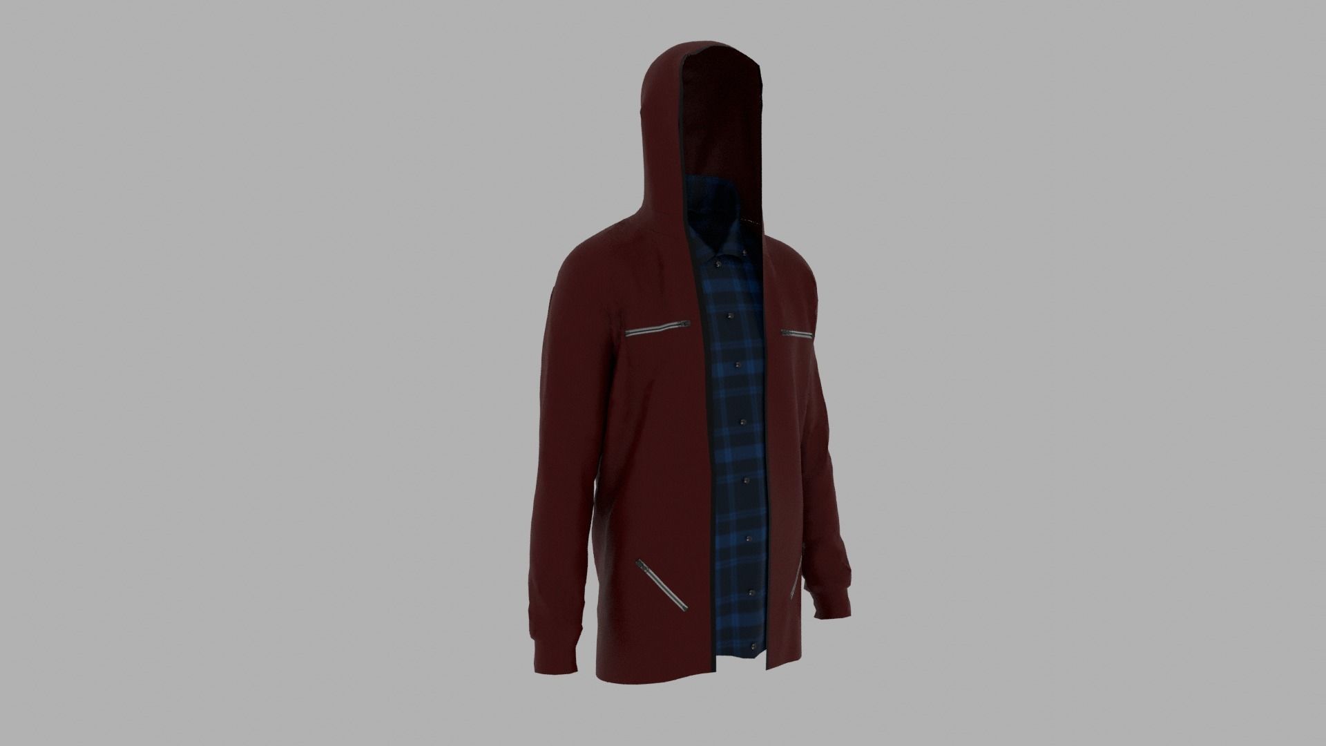 Hoodie mannequin wearing and plaid shirt Low-poly 3D model_3