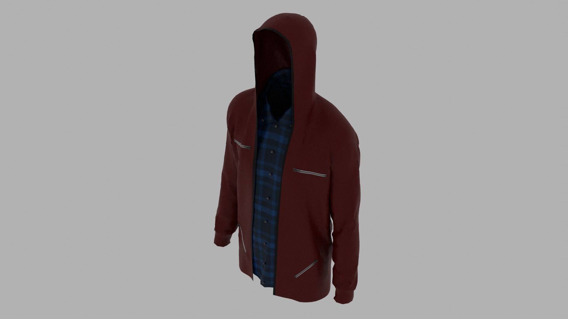 Hoodie mannequin wearing and plaid shirt Low-poly 3D model_6
