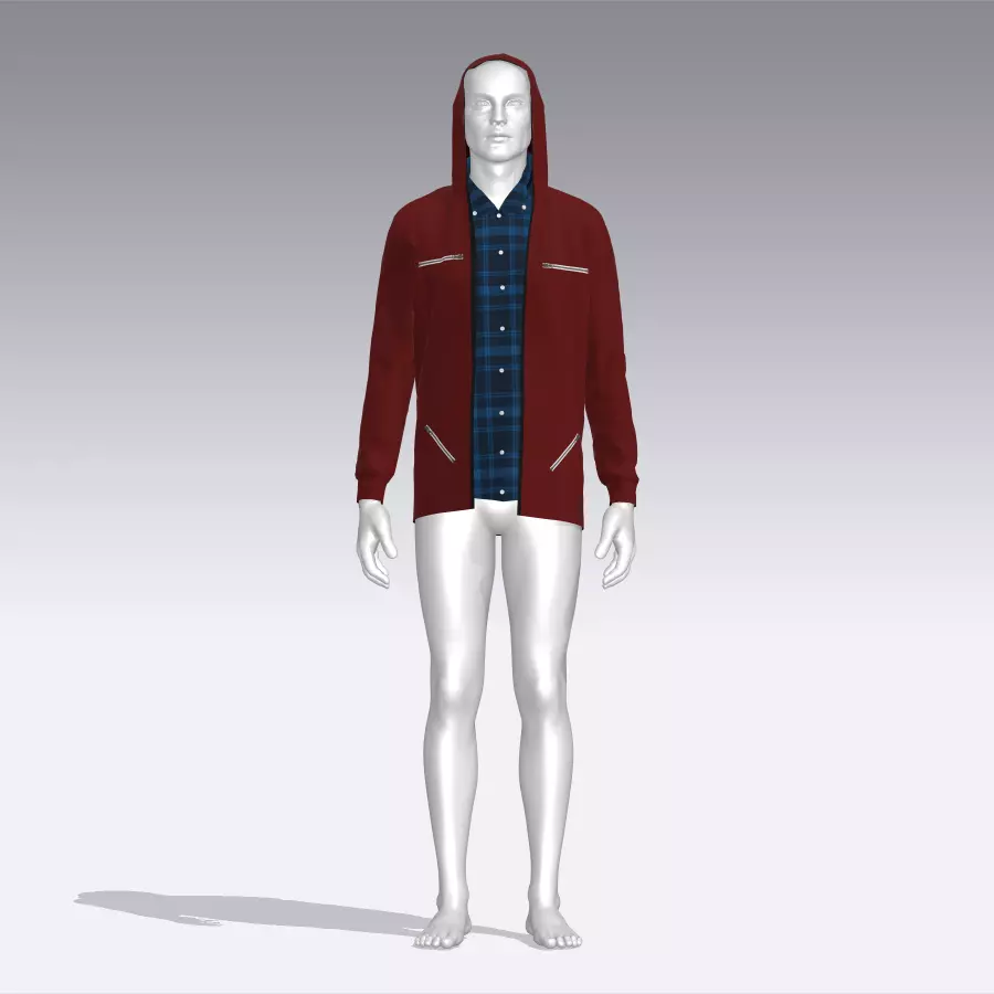 Hoodie mannequin wearing and plaid shirt Low-poly 3D model_0