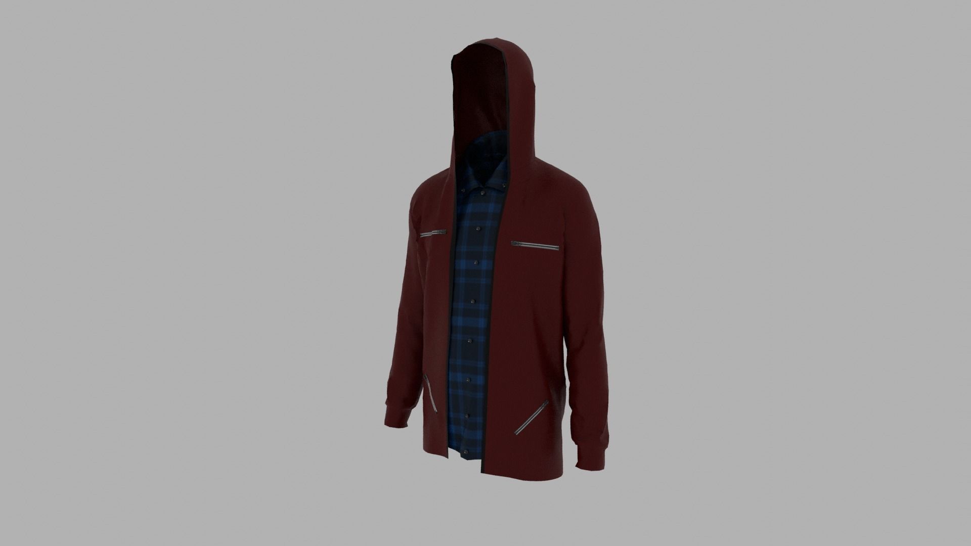 Hoodie mannequin wearing and plaid shirt Low-poly 3D model_2