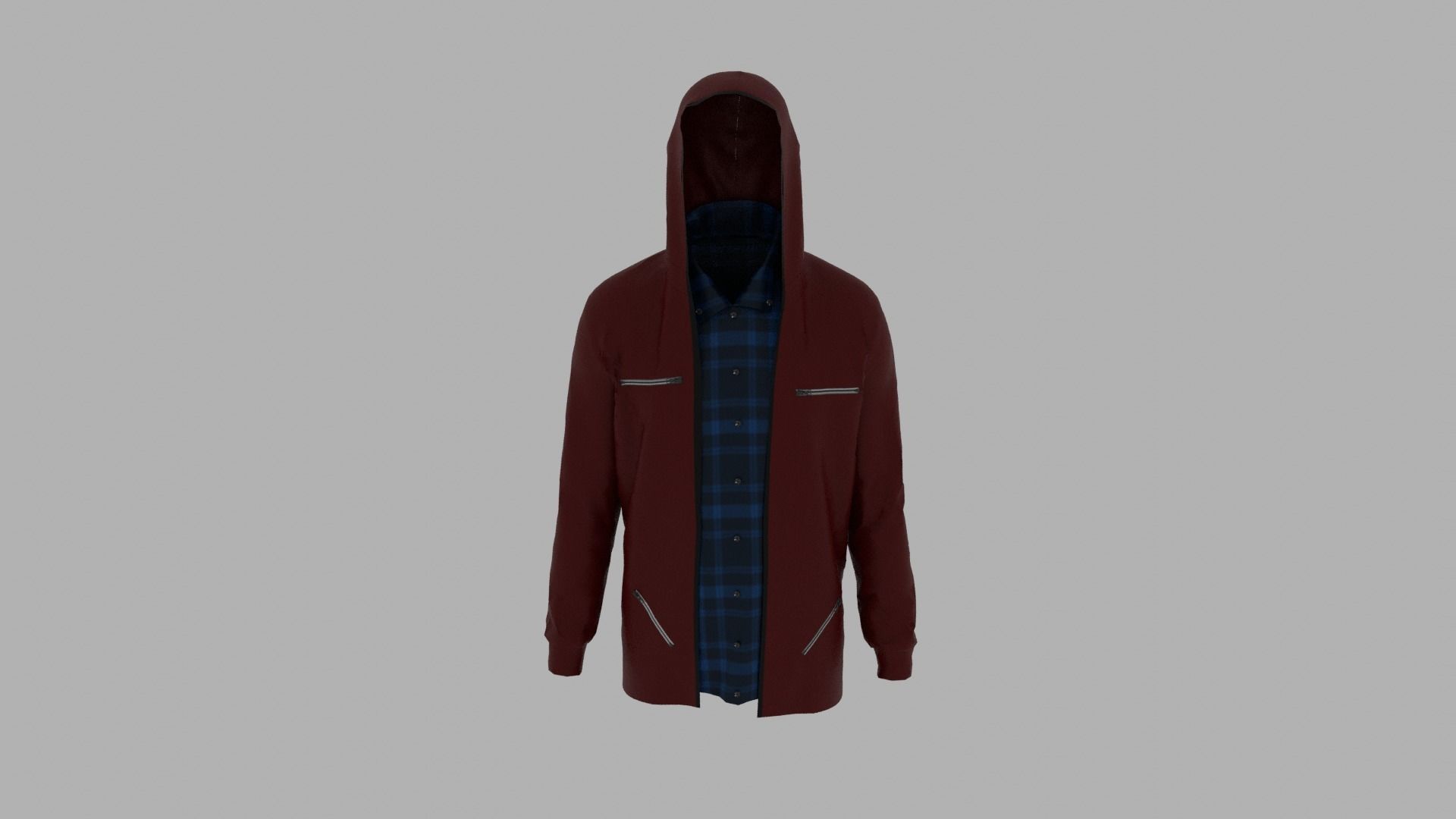 Hoodie mannequin wearing and plaid shirt Low-poly 3D model_5