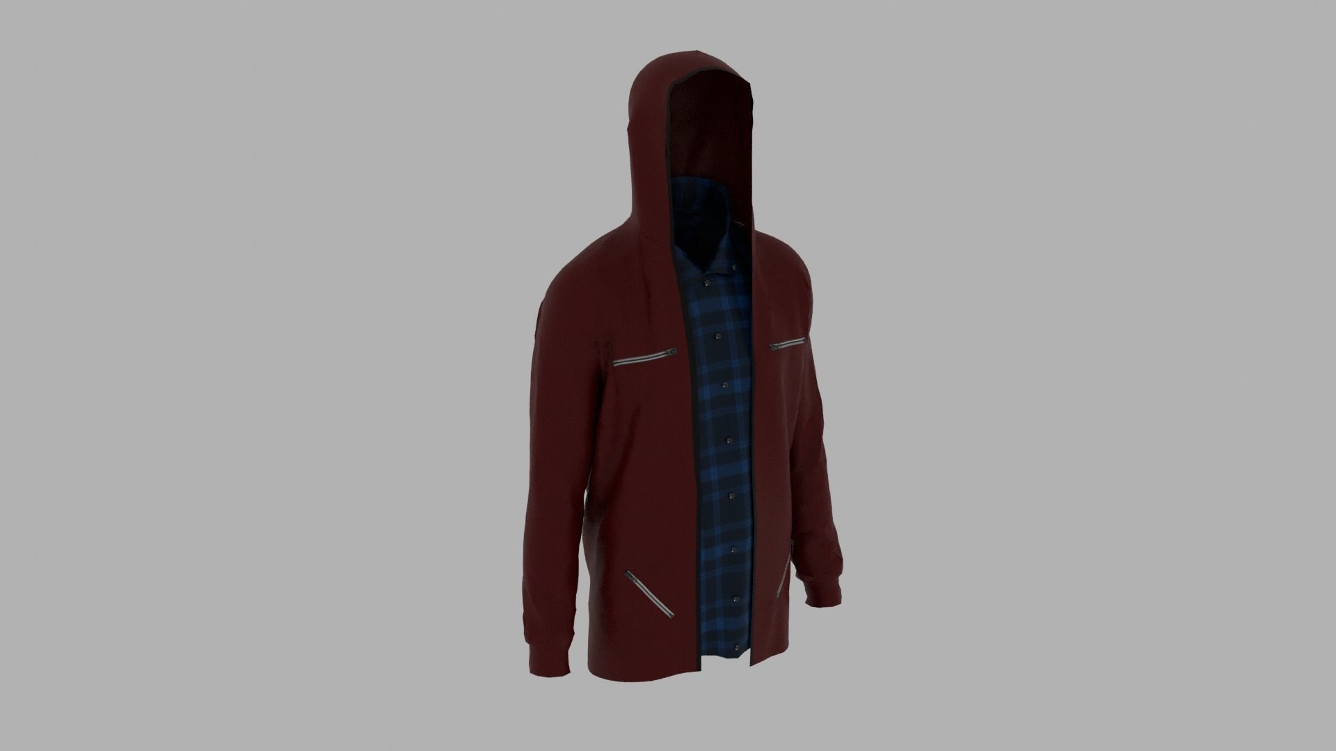 Hoodie mannequin wearing and plaid shirt Low-poly 3D model_4