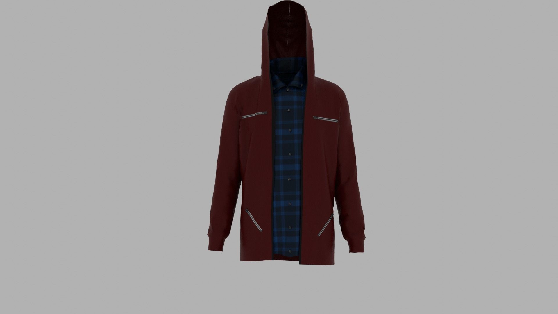 Hoodie mannequin wearing and plaid shirt Low-poly 3D model_1