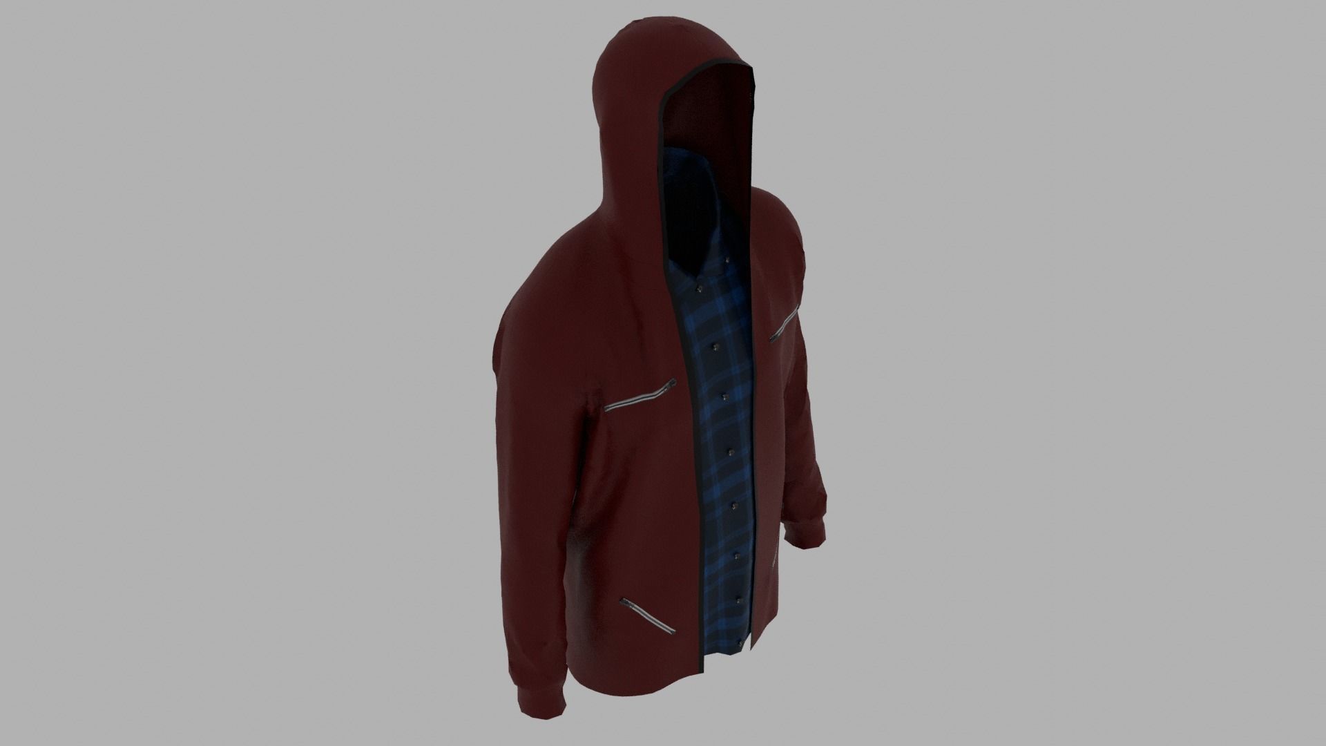 Hoodie mannequin wearing and plaid shirt Low-poly 3D model_7