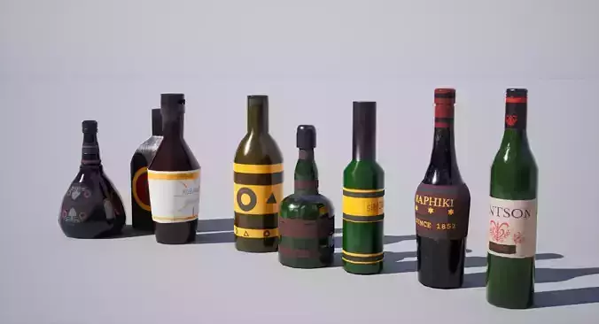 Bottle of liquor Low-poly 3D model