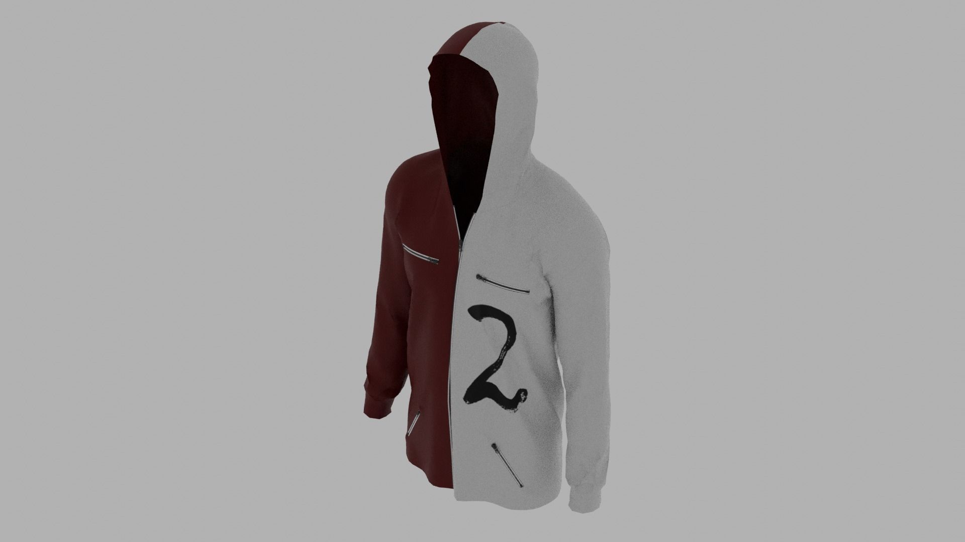 Hoodie mannequin wearing Low-poly 3D model_6