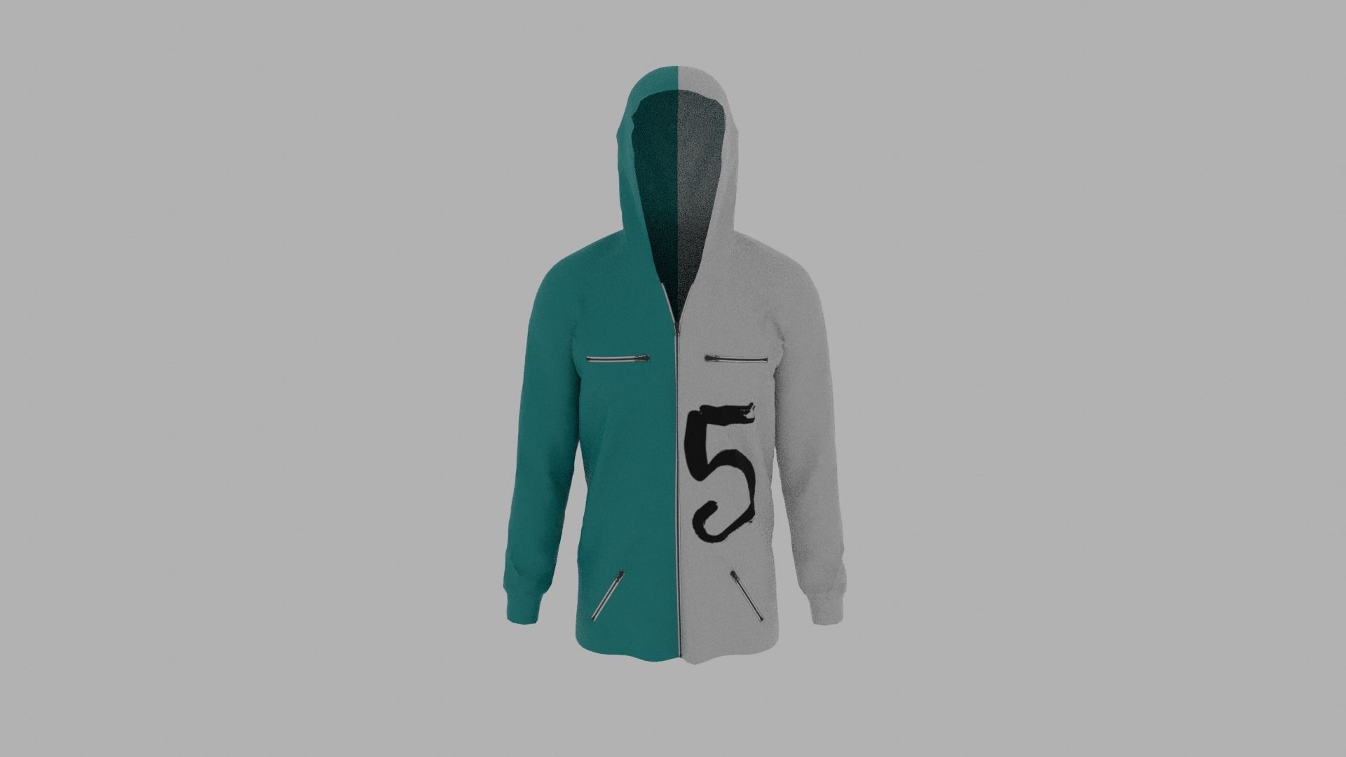 Hoodie mannequin wearing with number Low-poly 3D model_5