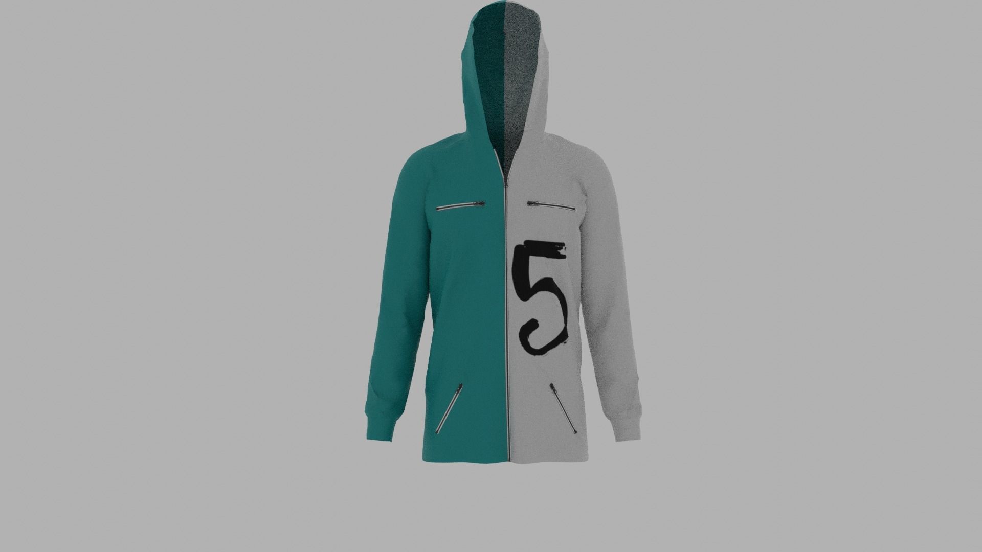 Hoodie mannequin wearing with number Low-poly 3D model_1