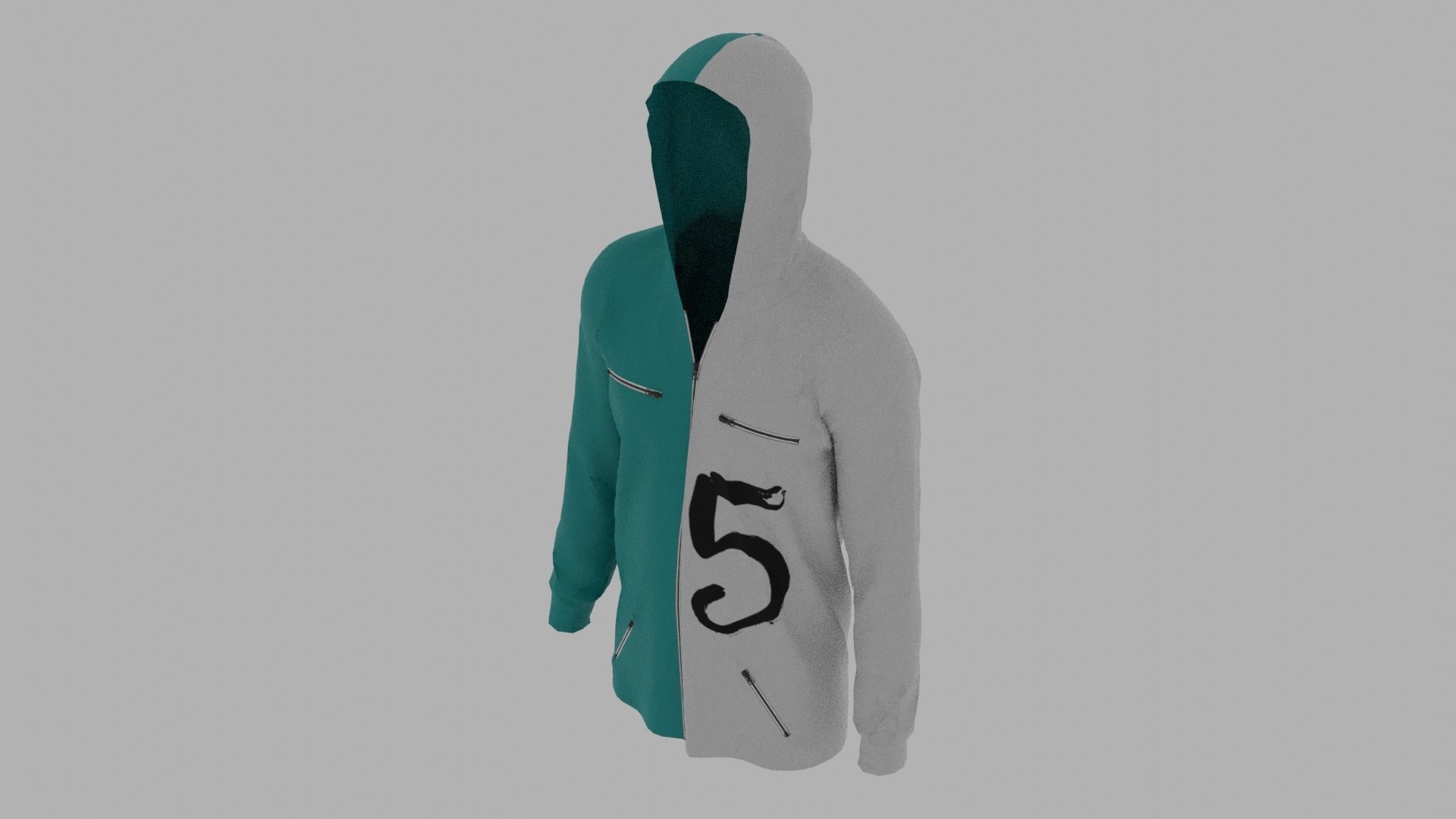 Hoodie mannequin wearing with number Low-poly 3D model_6