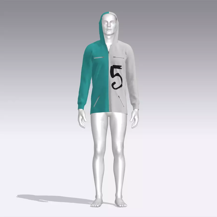 Hoodie mannequin wearing with number Low-poly 3D model_0
