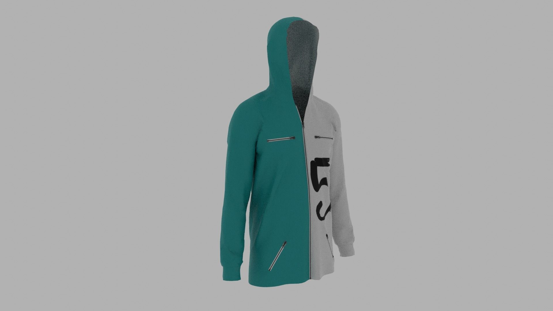 Hoodie mannequin wearing with number Low-poly 3D model_3