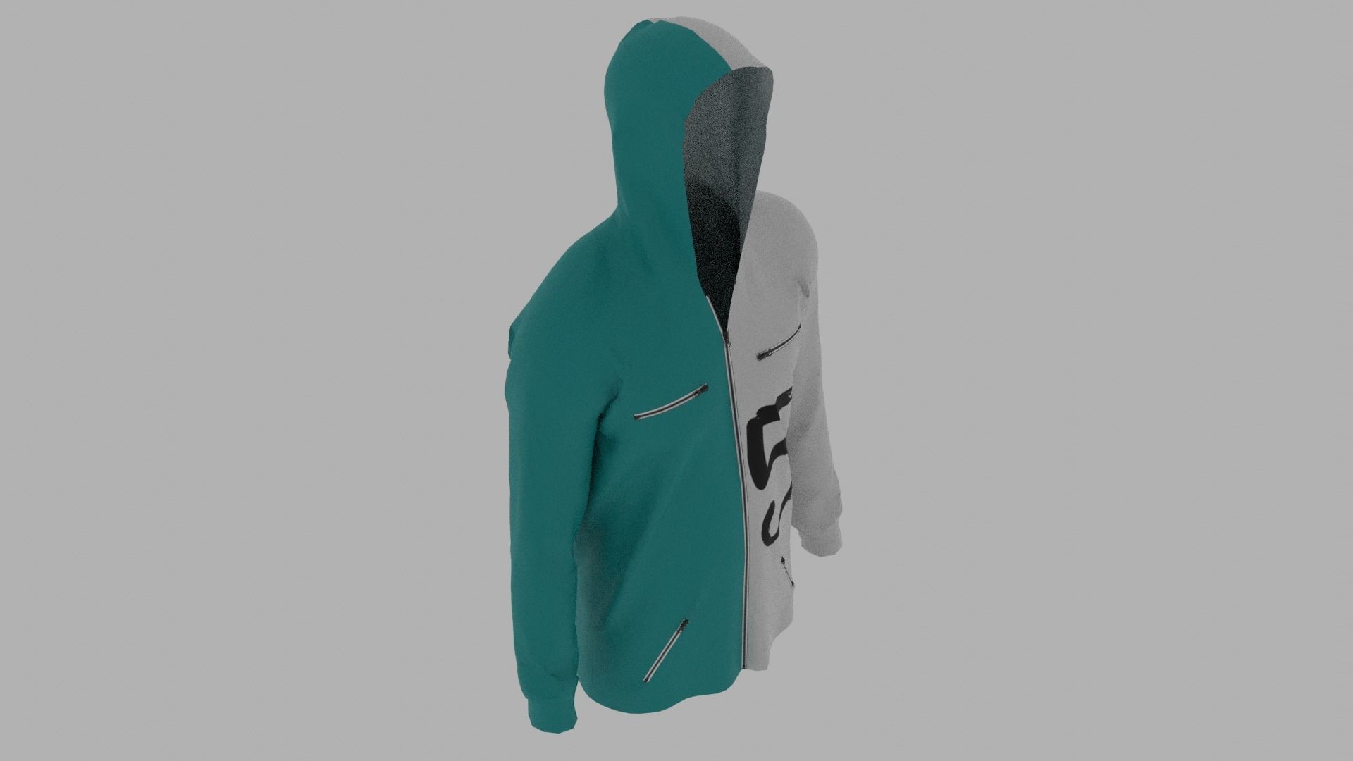 Hoodie mannequin wearing with number Low-poly 3D model_7