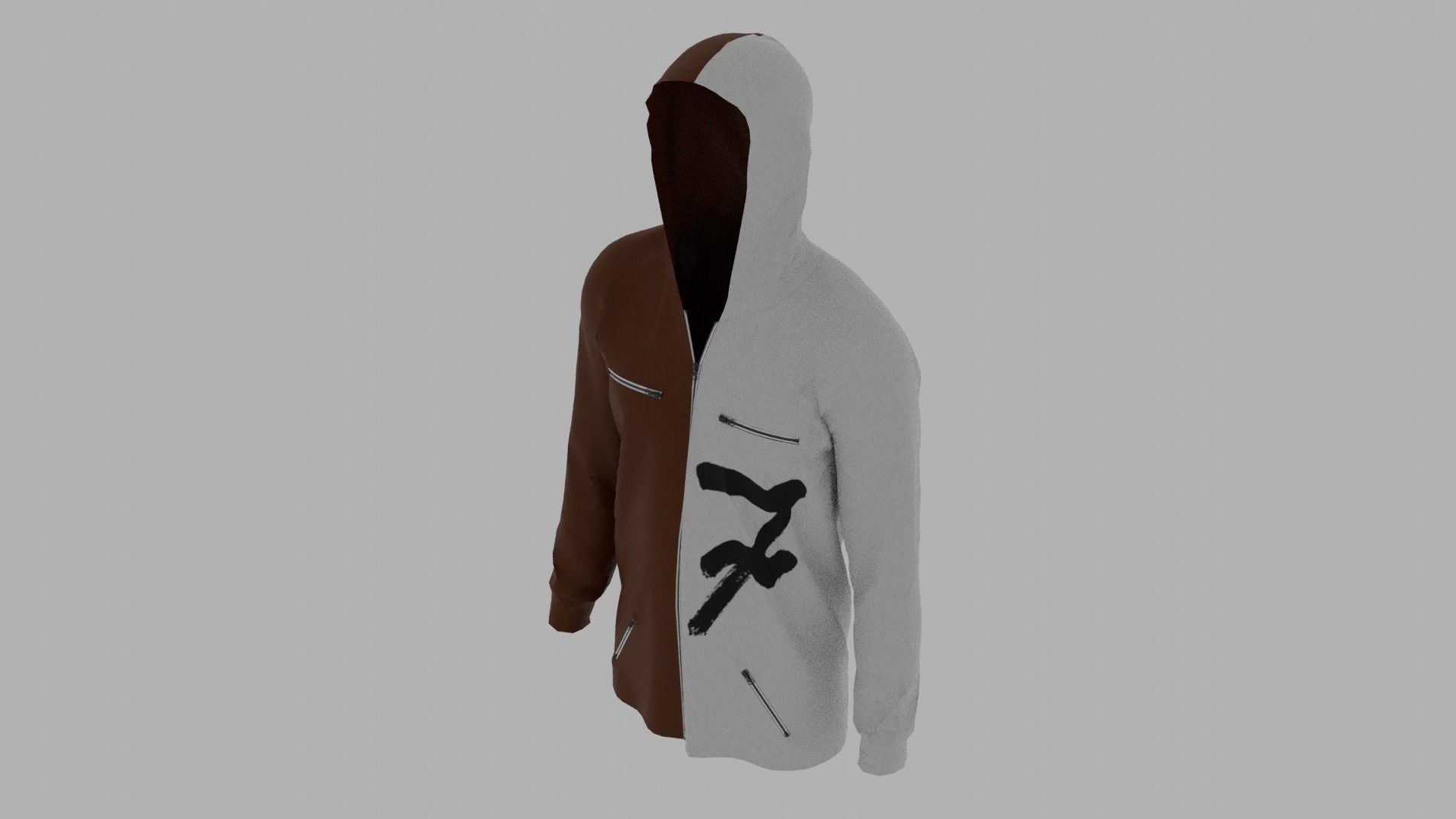 Hoodie mannequin wearing Low-poly 3D model_6