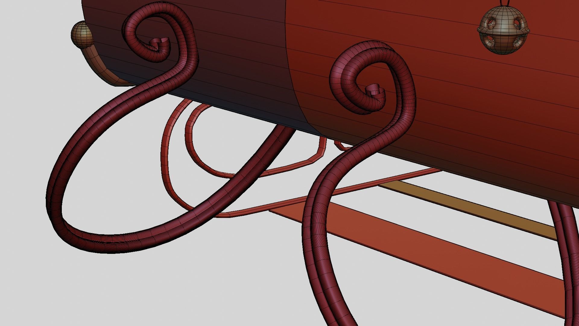 Santa Claus Sleigh Sledge 3D model_10