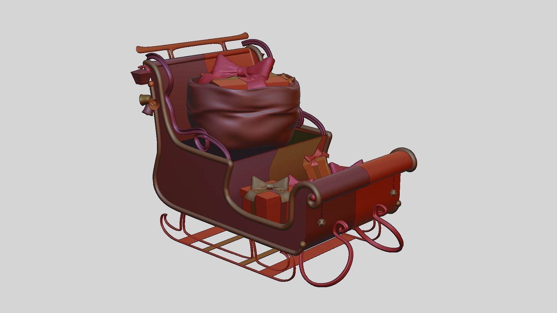 Santa Claus Sleigh Sledge 3D model_3