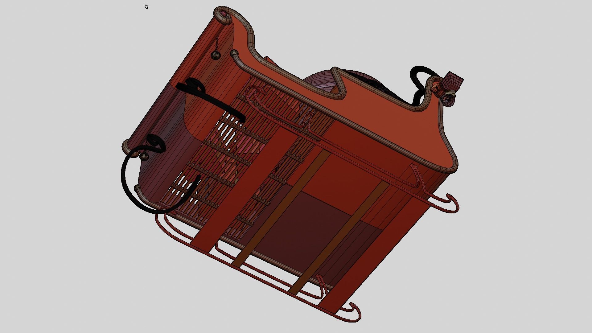 Santa Claus Sleigh Sledge 3D model_7