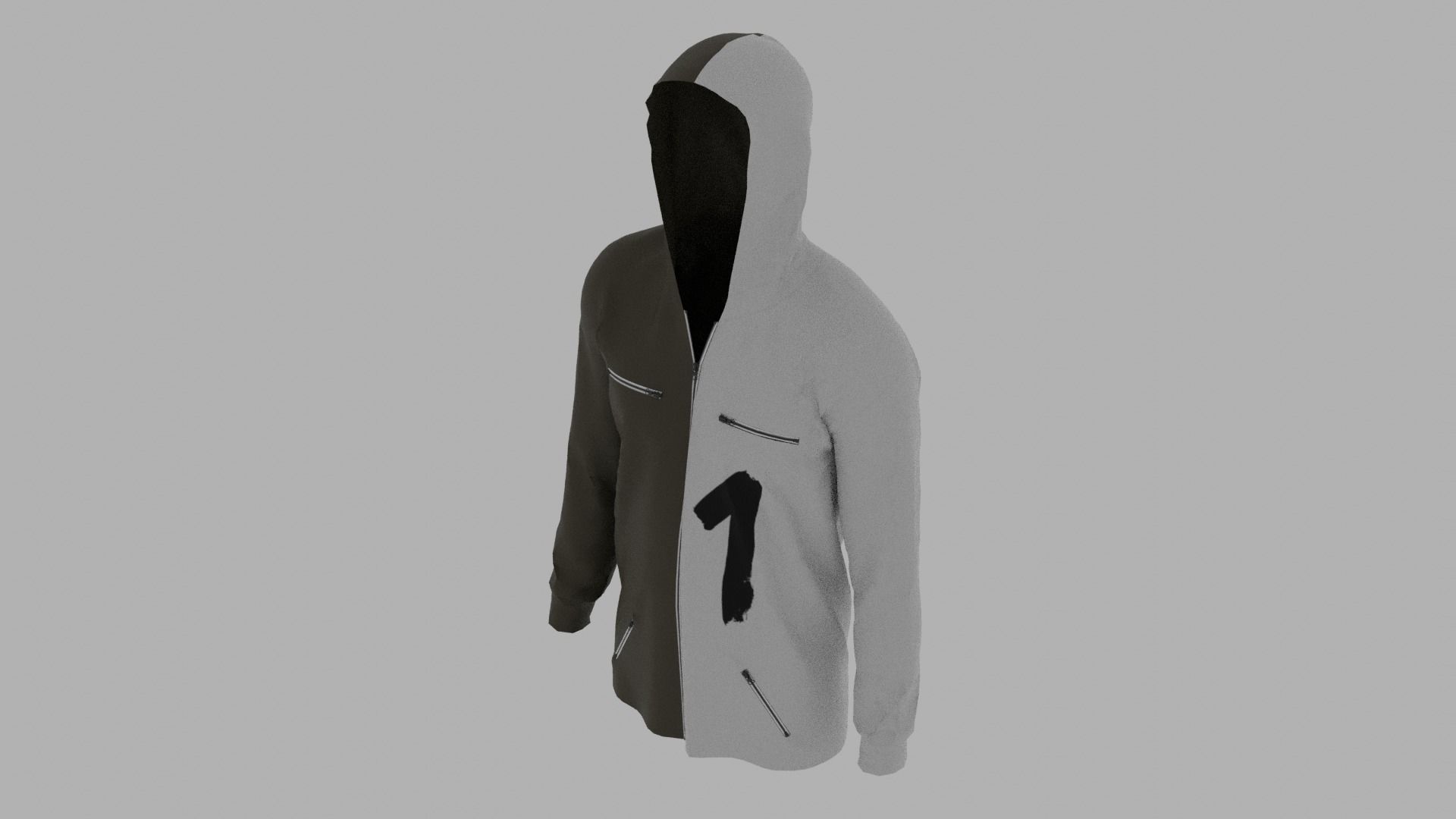 Hoodie mannequin wearing Low-poly 3D model_6