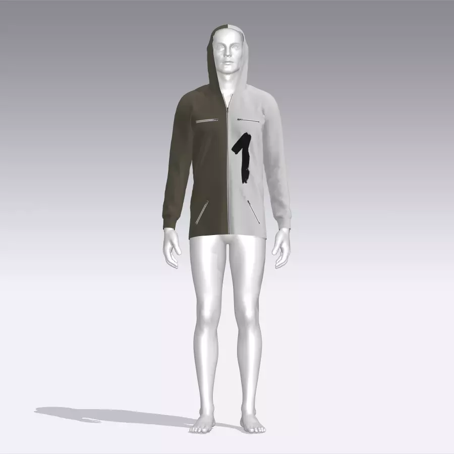 Hoodie mannequin wearing Low-poly 3D model_0