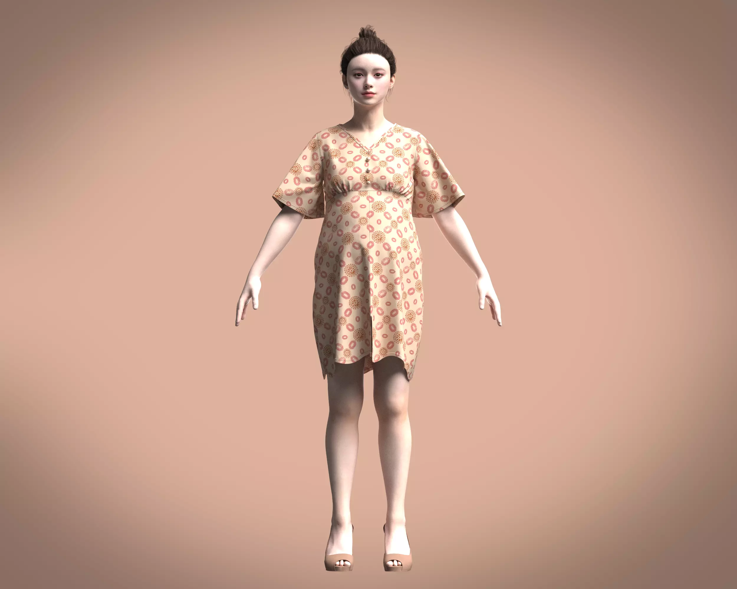 Maternity long sleeve dress 3D model