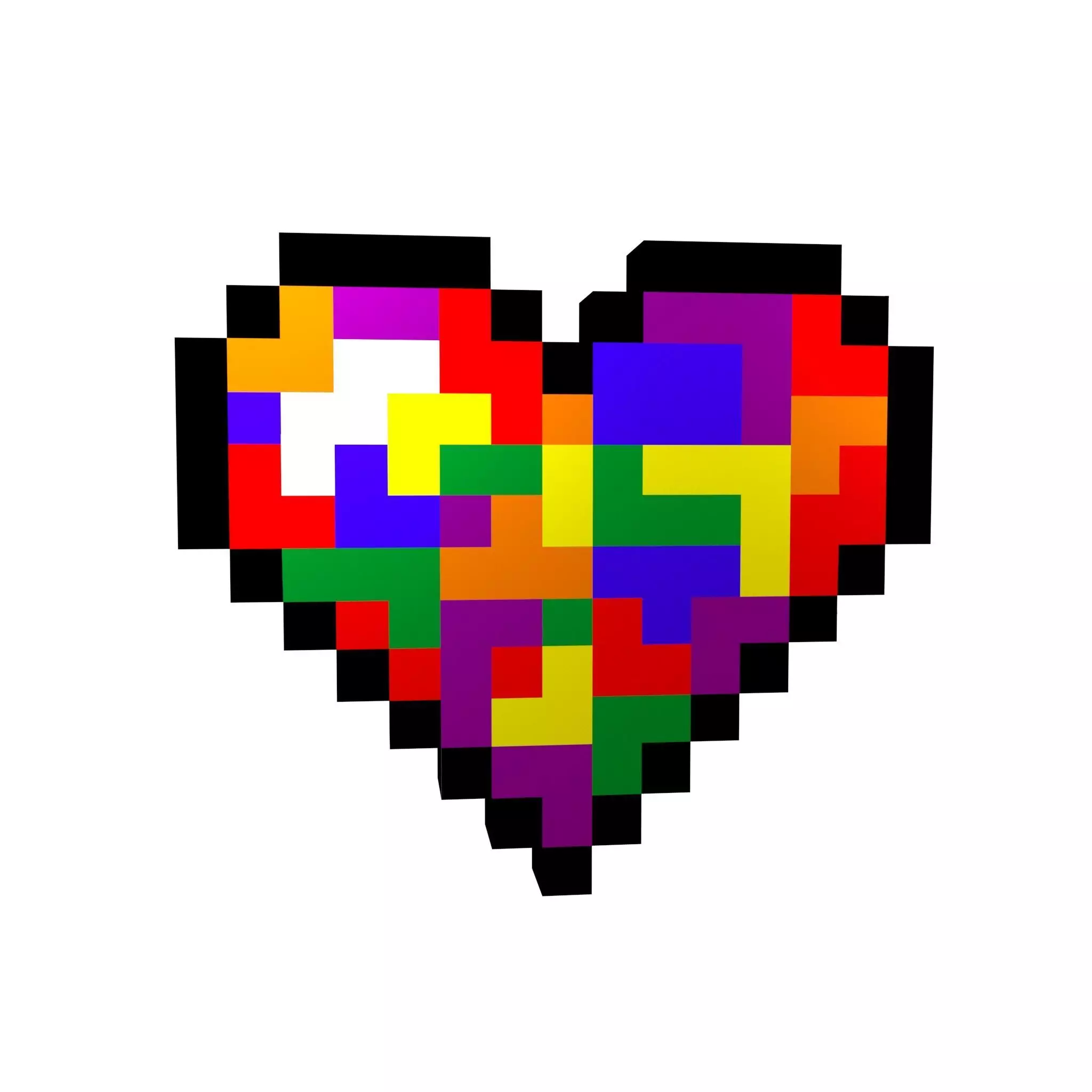 3D model Pixel Heart v1 020 VR / AR / low-poly | CGTrader