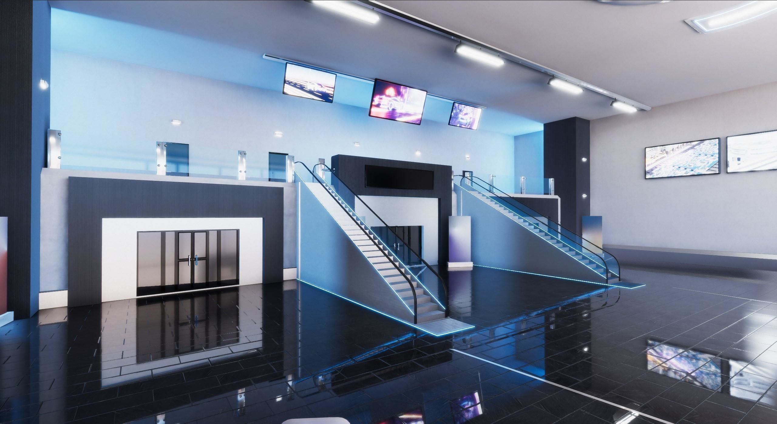 Business Center Lobby Interior Unity asset Low-poly 3D model_3