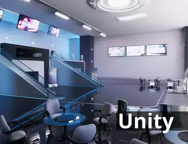  Business Center Lobby Interior Unity asset Low-poly 3D model