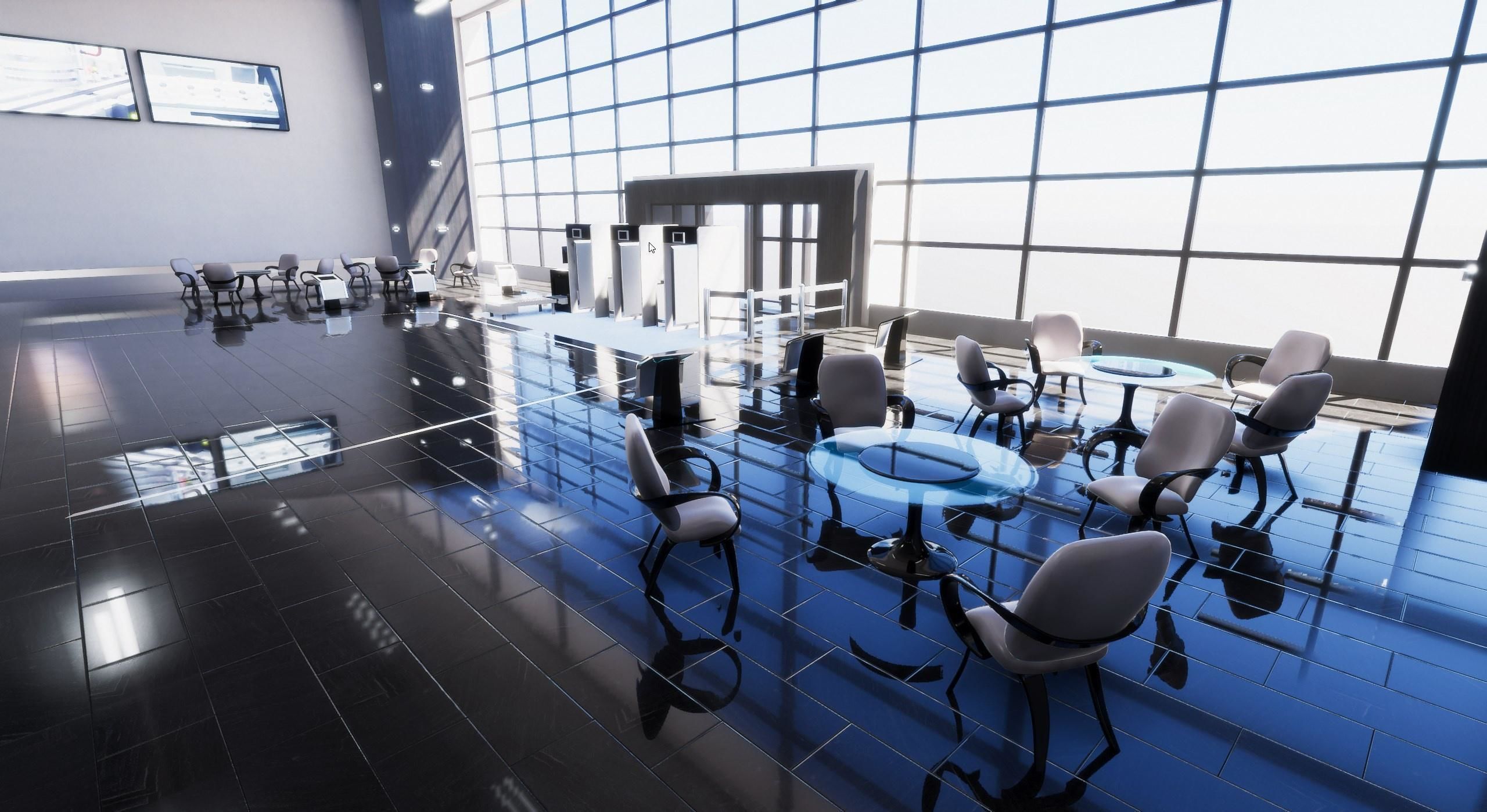 Business Center Lobby Interior Unity asset Low-poly 3D model_8
