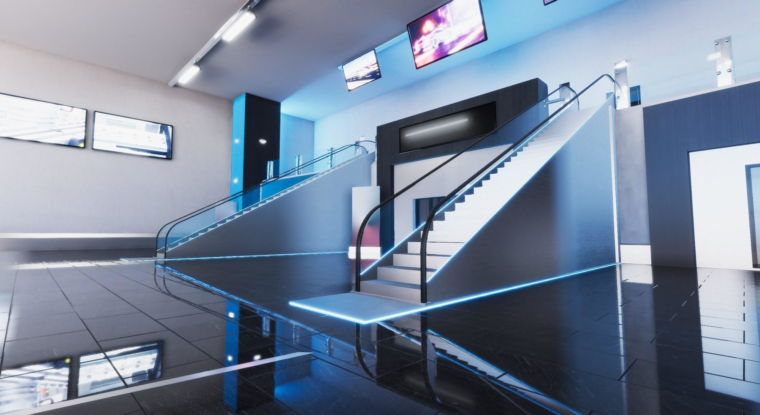 Business Center Lobby Interior Unity asset Low-poly 3D model_9