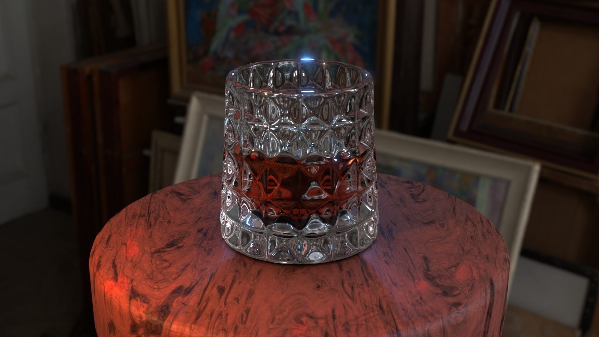 Whiskey glass  Low-poly 3D model_1