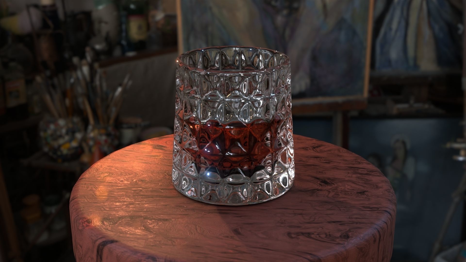 Whiskey glass  Low-poly 3D model_4