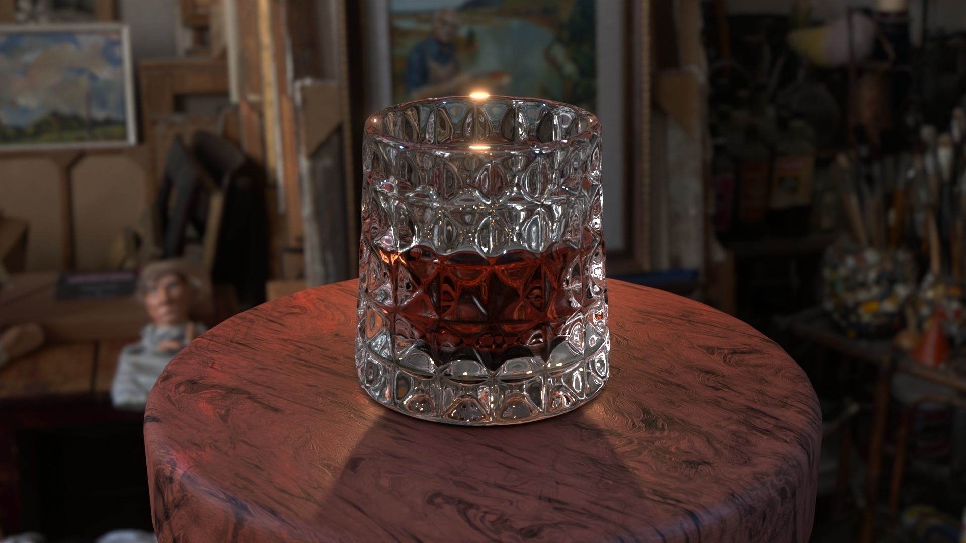 Whiskey glass  Low-poly 3D model_5
