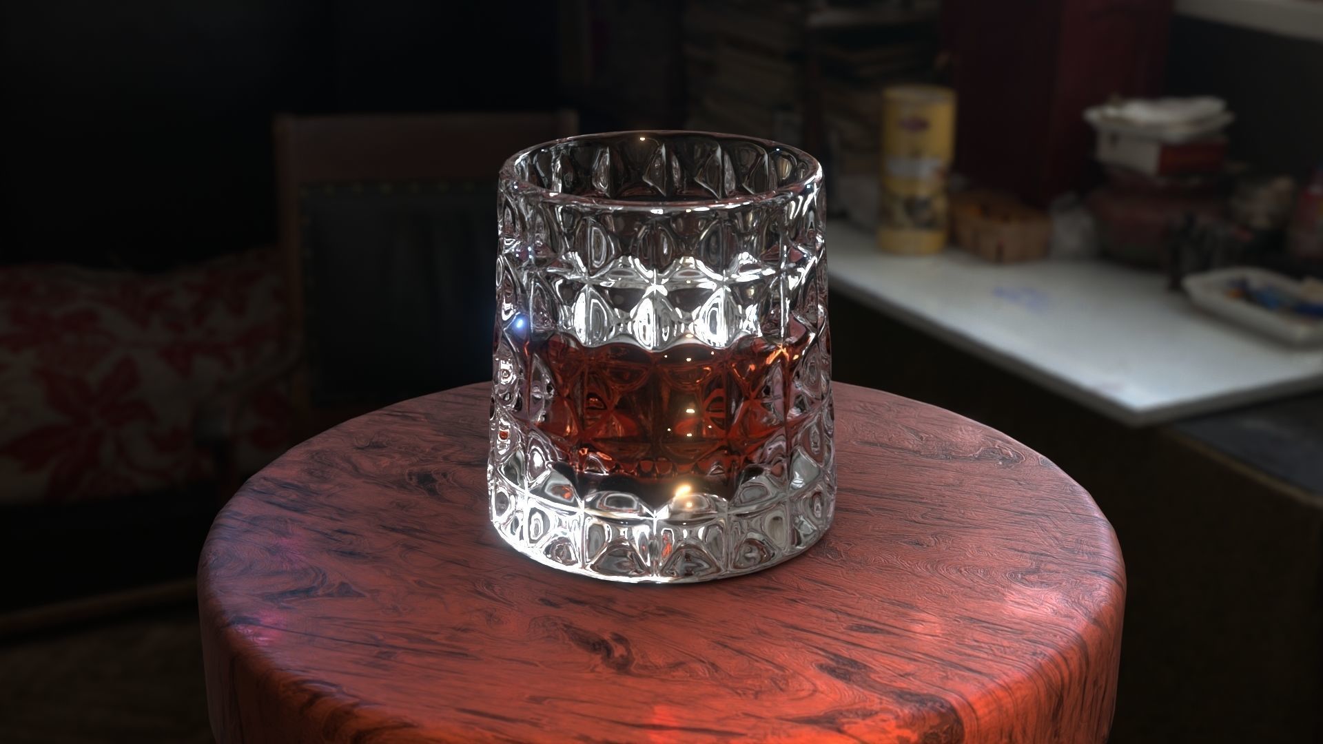 Whiskey glass  Low-poly 3D model_9