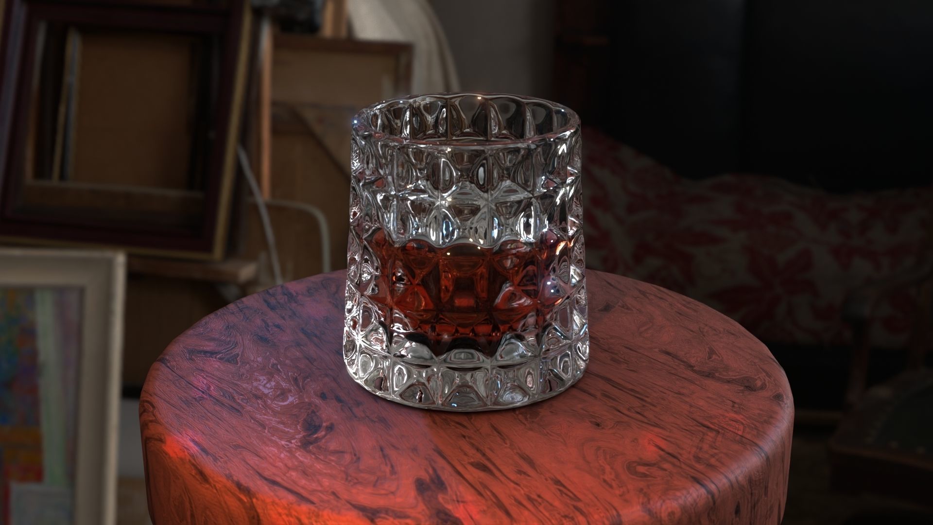 Whiskey glass  Low-poly 3D model_10
