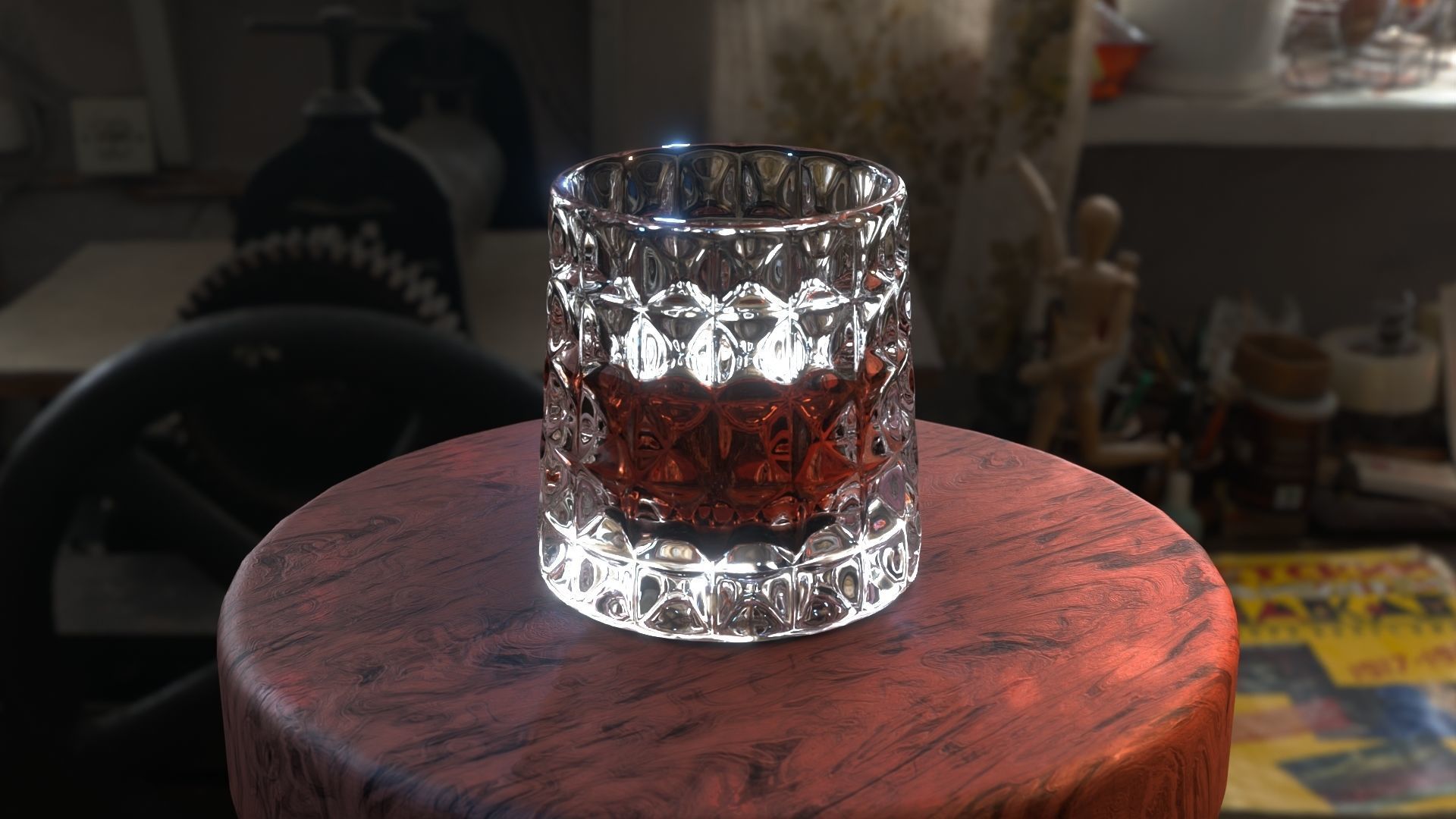 Whiskey glass  Low-poly 3D model_7
