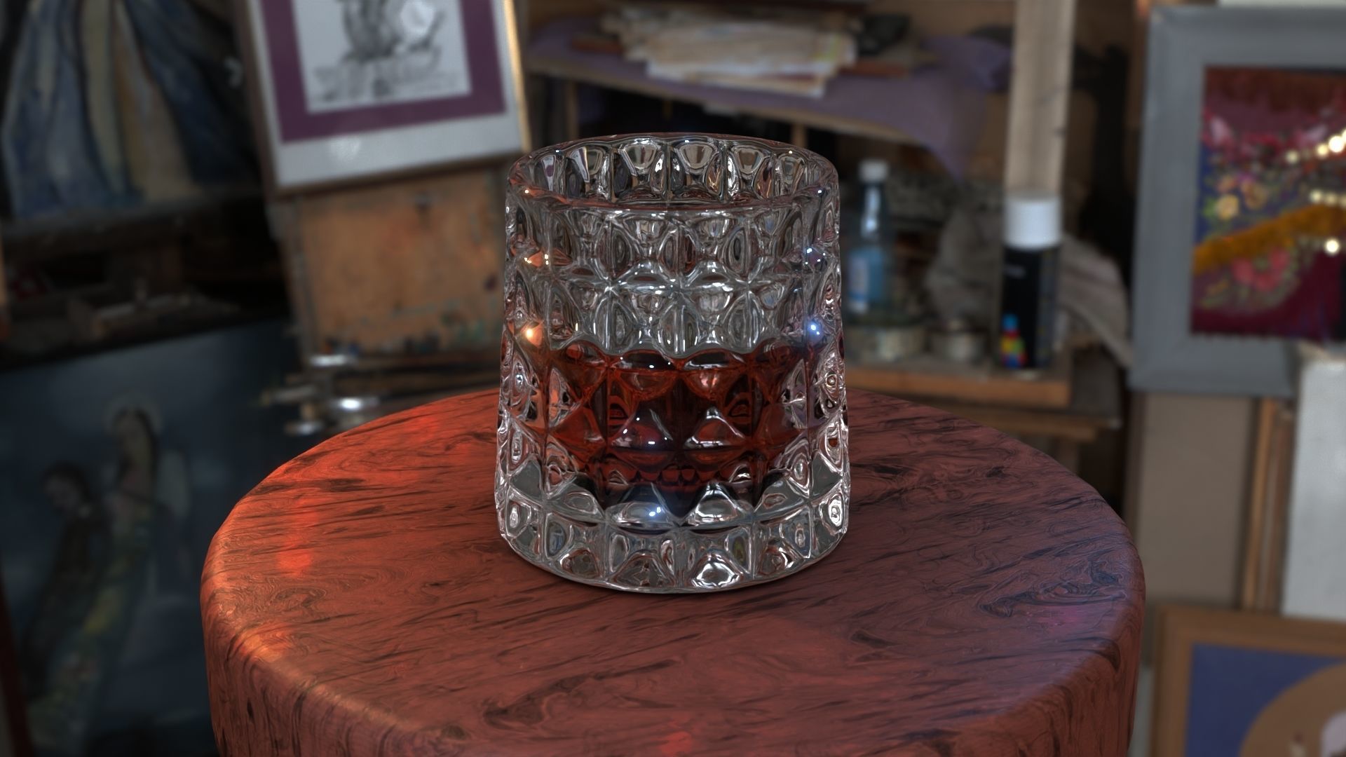 Whiskey glass  Low-poly 3D model_3