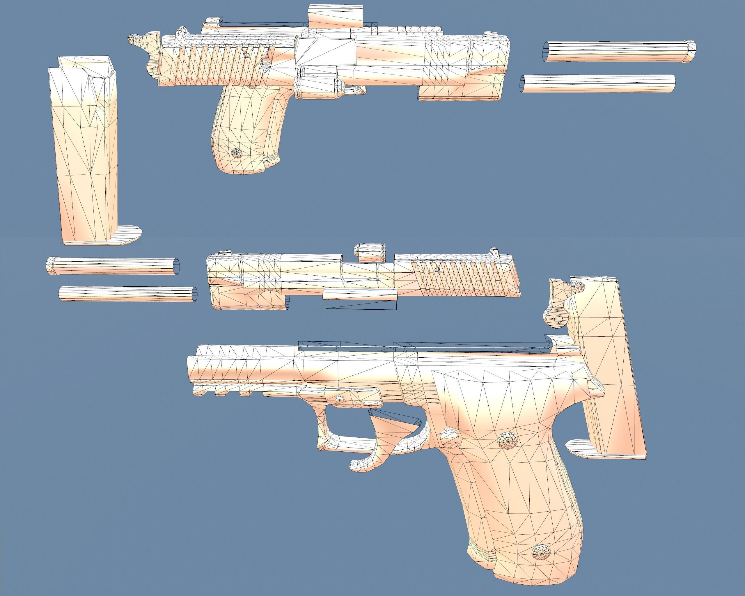 Sig Sauer P250 - Gamepoly Free low-poly 3D model_9