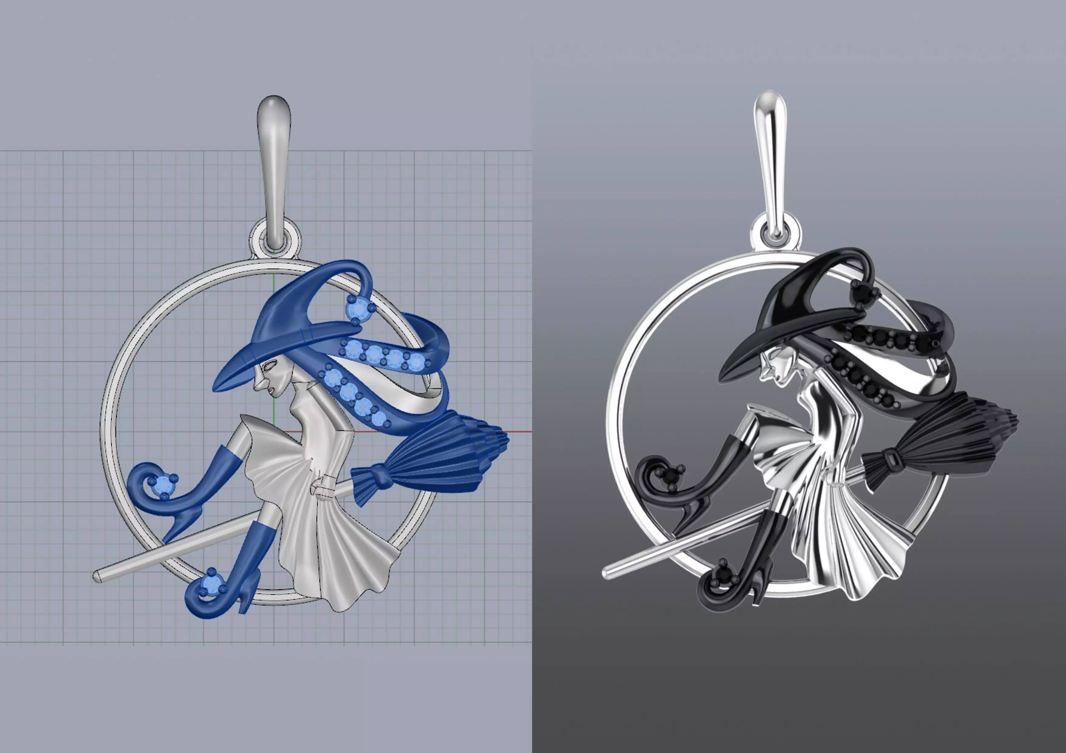 WITCH pendant jewelry 3D print model