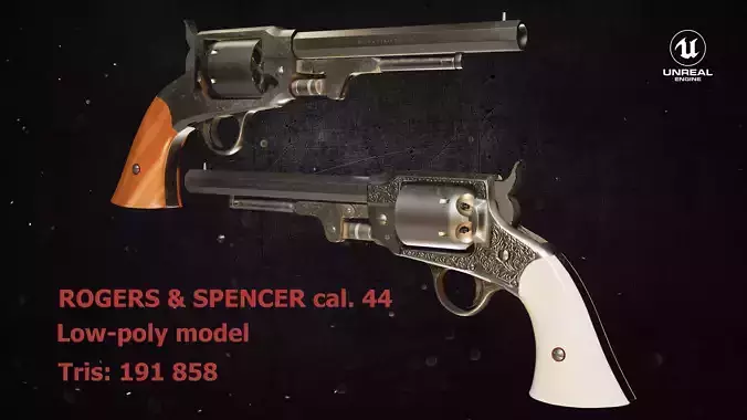 3D Model of Rogers and Spencer 44 Army revolver