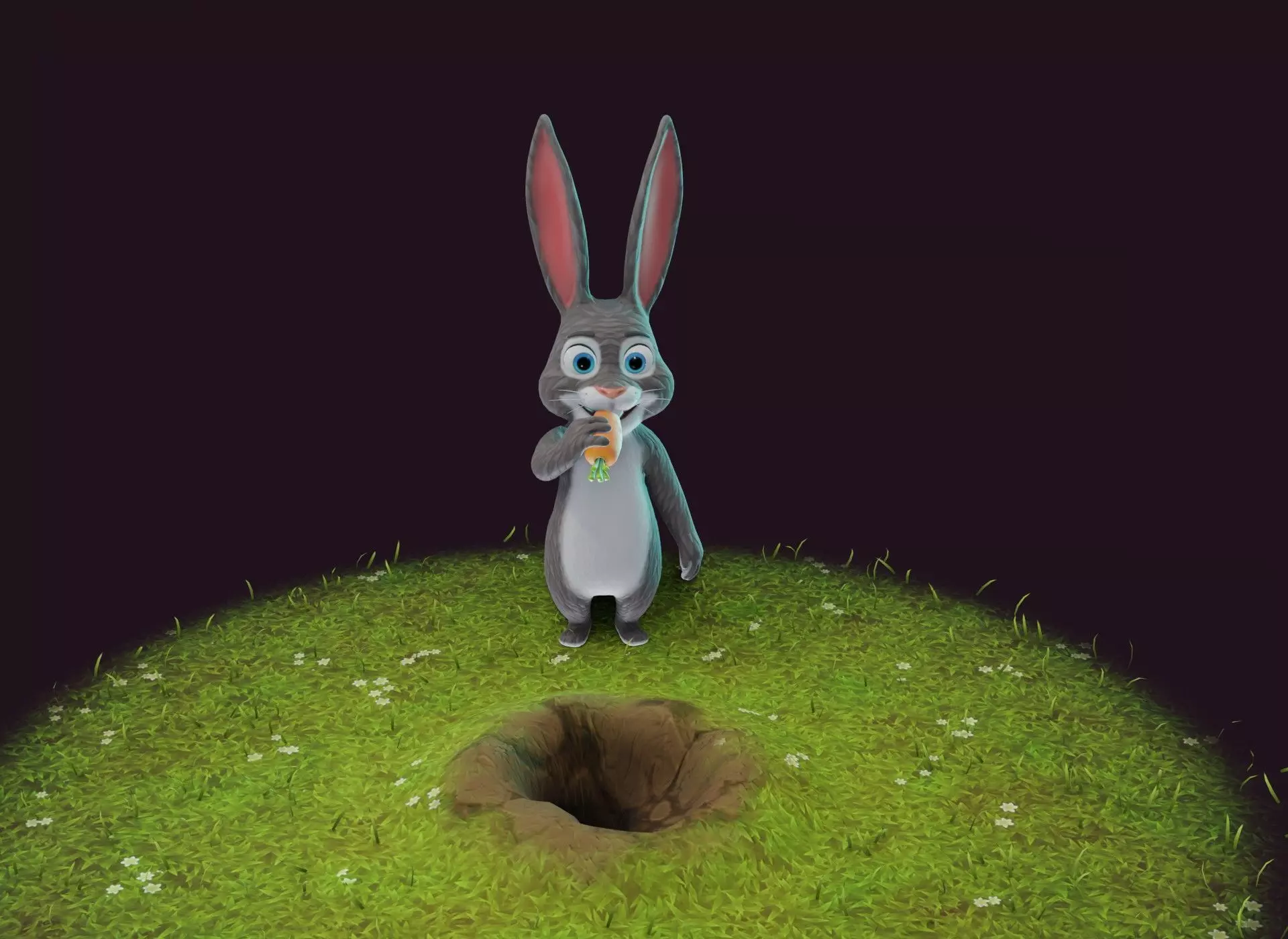 Cartoon Animated Rabbit with Props 3D Model Low-poly 3D model_0