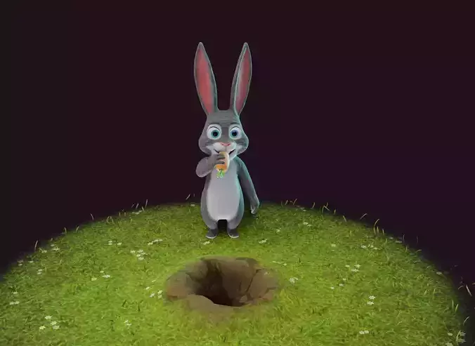 Cartoon Animated Rabbit with Props 3D Model