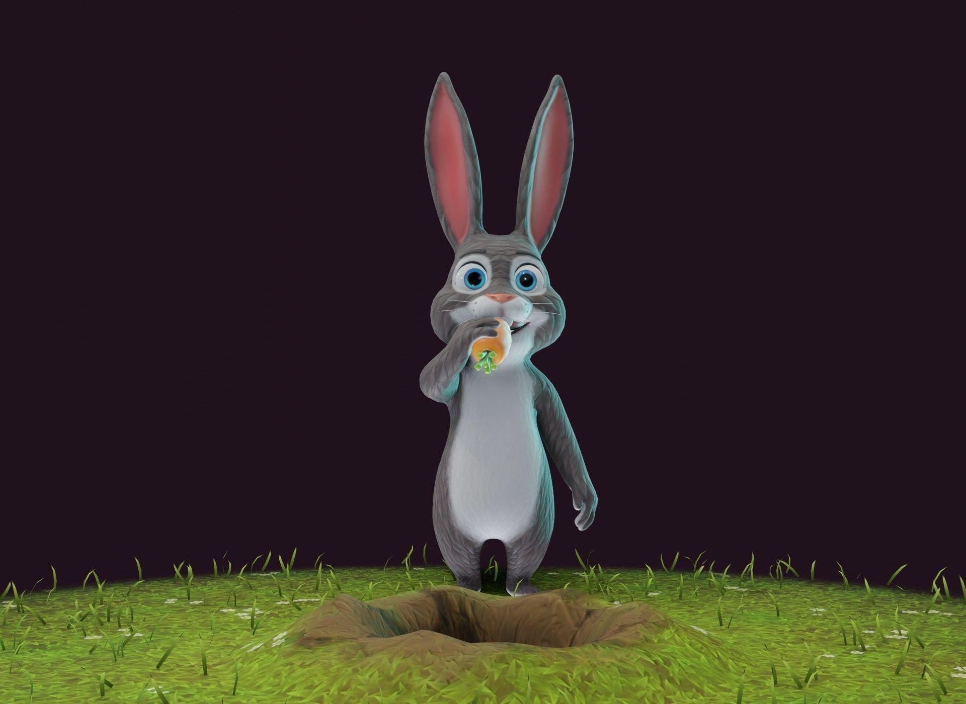 Cartoon Animated Rabbit with Props 3D Model Low-poly 3D model_5