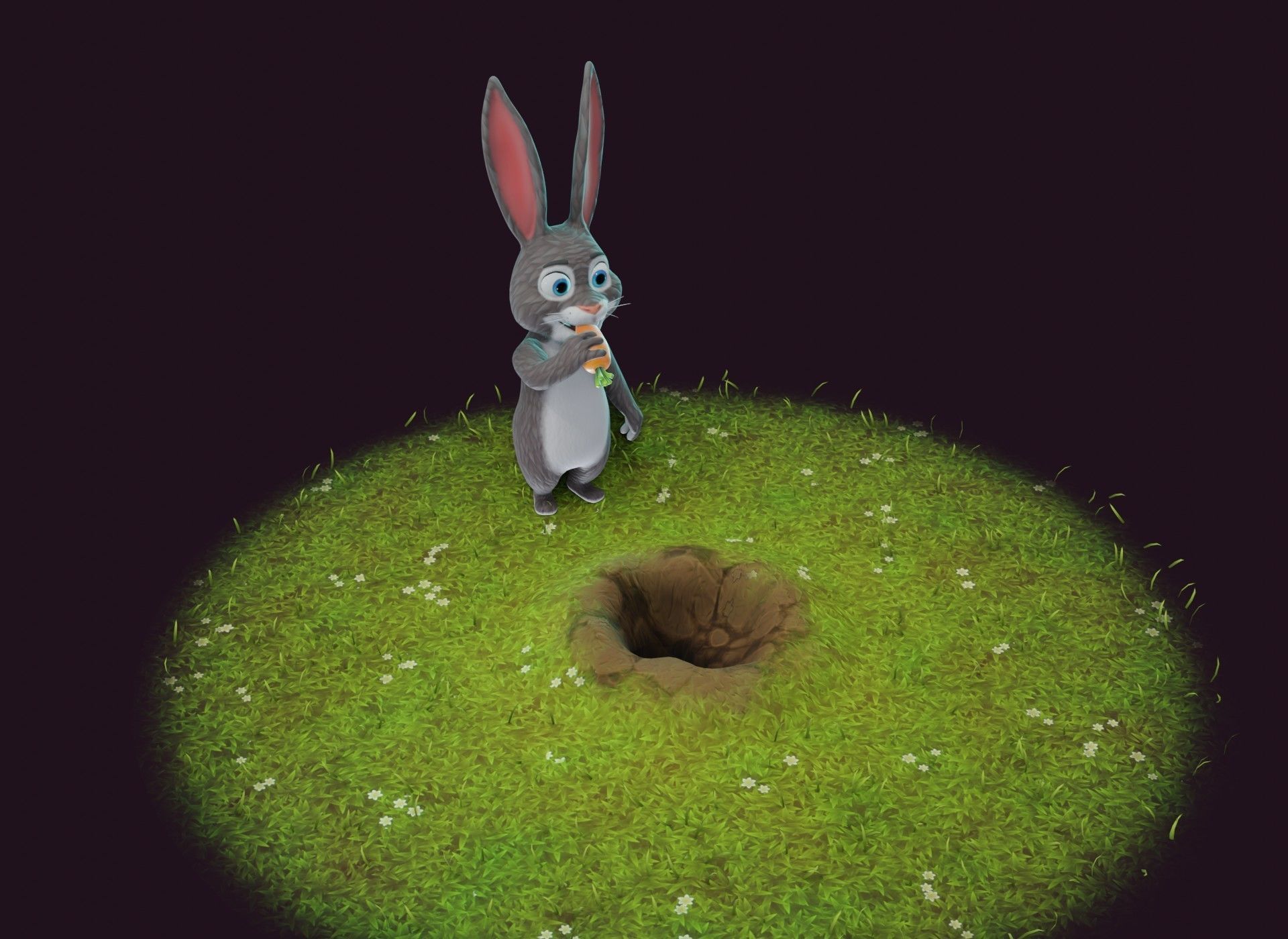 Cartoon Animated Rabbit with Props 3D Model Low-poly 3D model_2