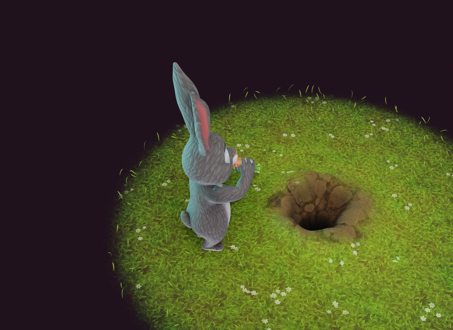 Cartoon Animated Rabbit with Props 3D Model Low-poly 3D model_4