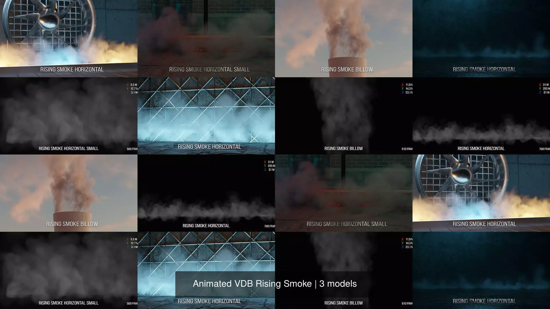 Animated VDB Rising Smoke 3D Model Collection_4