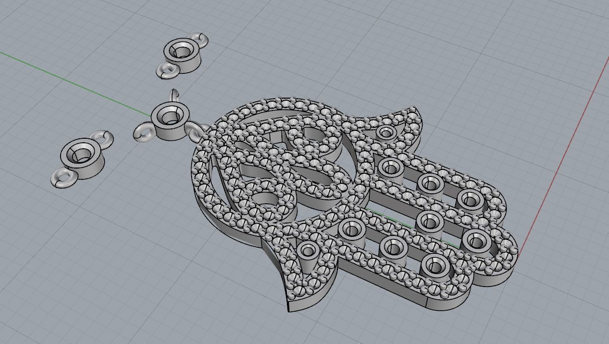 YD268 diamond hamsa necklace 3D print model_3