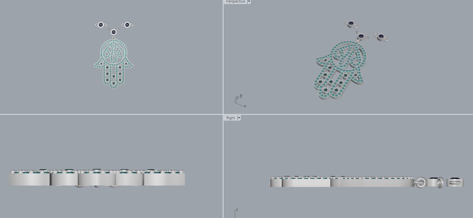 YD268 diamond hamsa necklace 3D print model_5