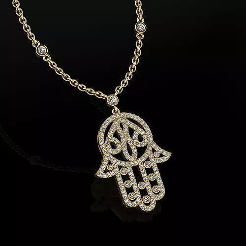 YD268 diamond hamsa necklace 3D print model_0