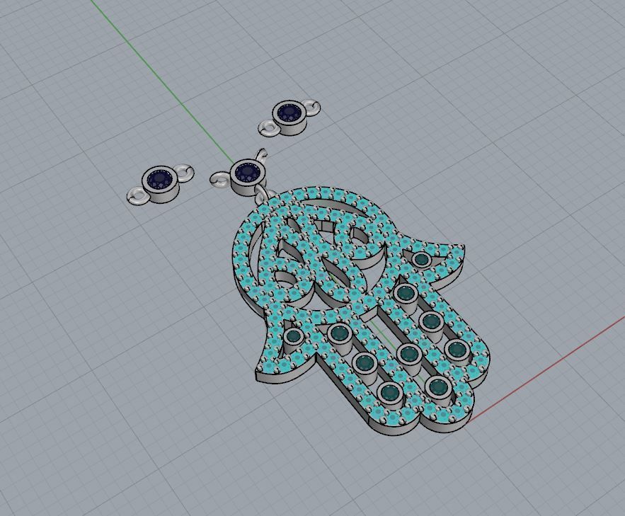 YD268 diamond hamsa necklace 3D print model_4