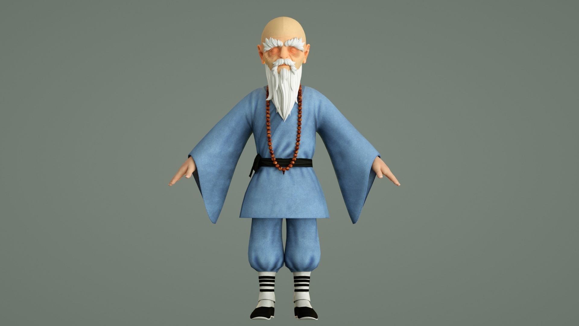 cartoon monk old monk abbot master master master monk 3D model_7
